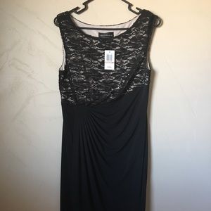 NWT Body Con Black/Nude knee length dress